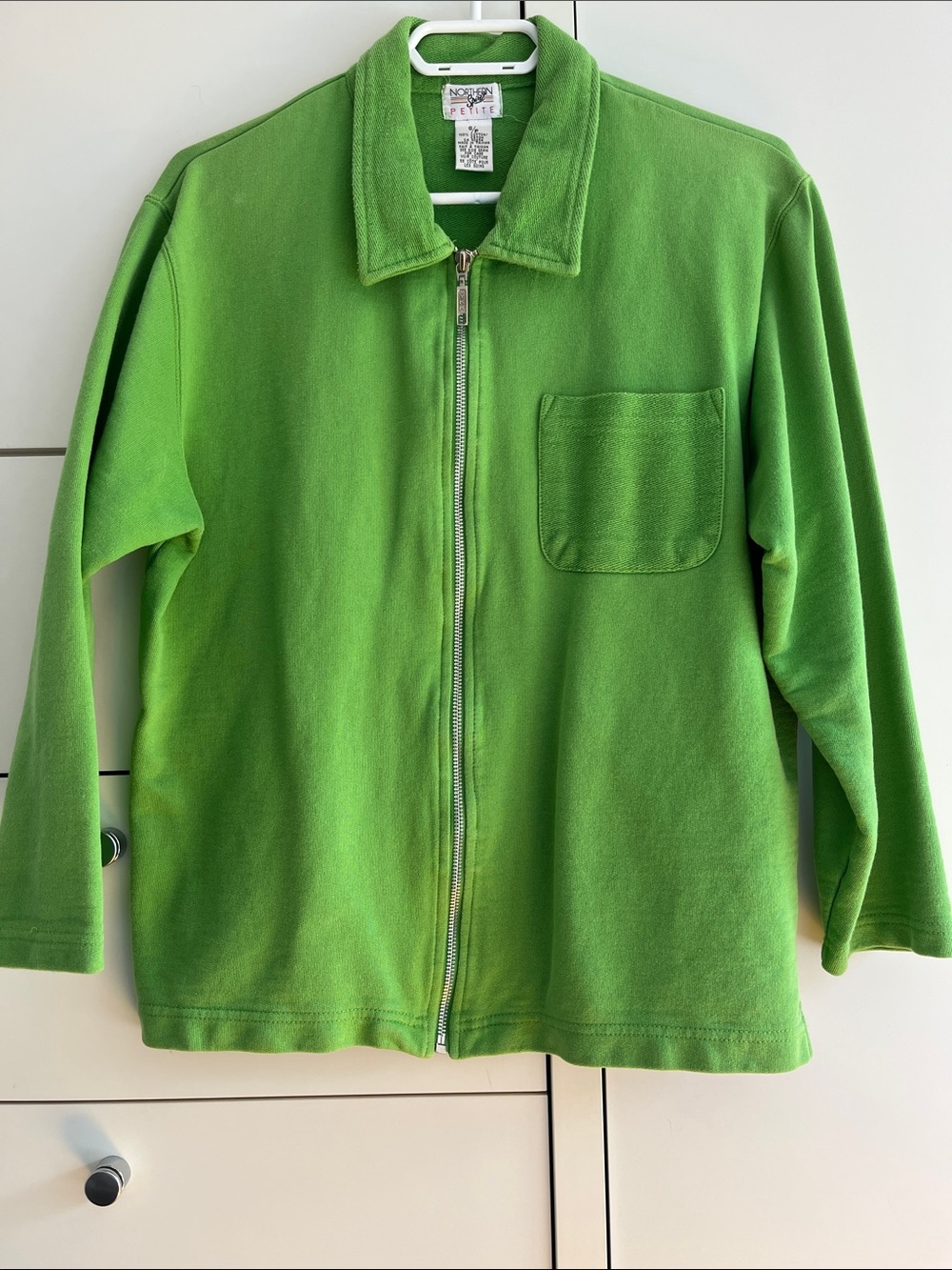 Green sweater with zipper- 100% cotton